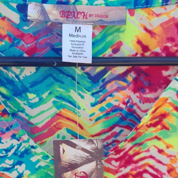 Vibrant Rainbow Chevron Tassel Swim Cover-Up Medium - Picture 2 of 10